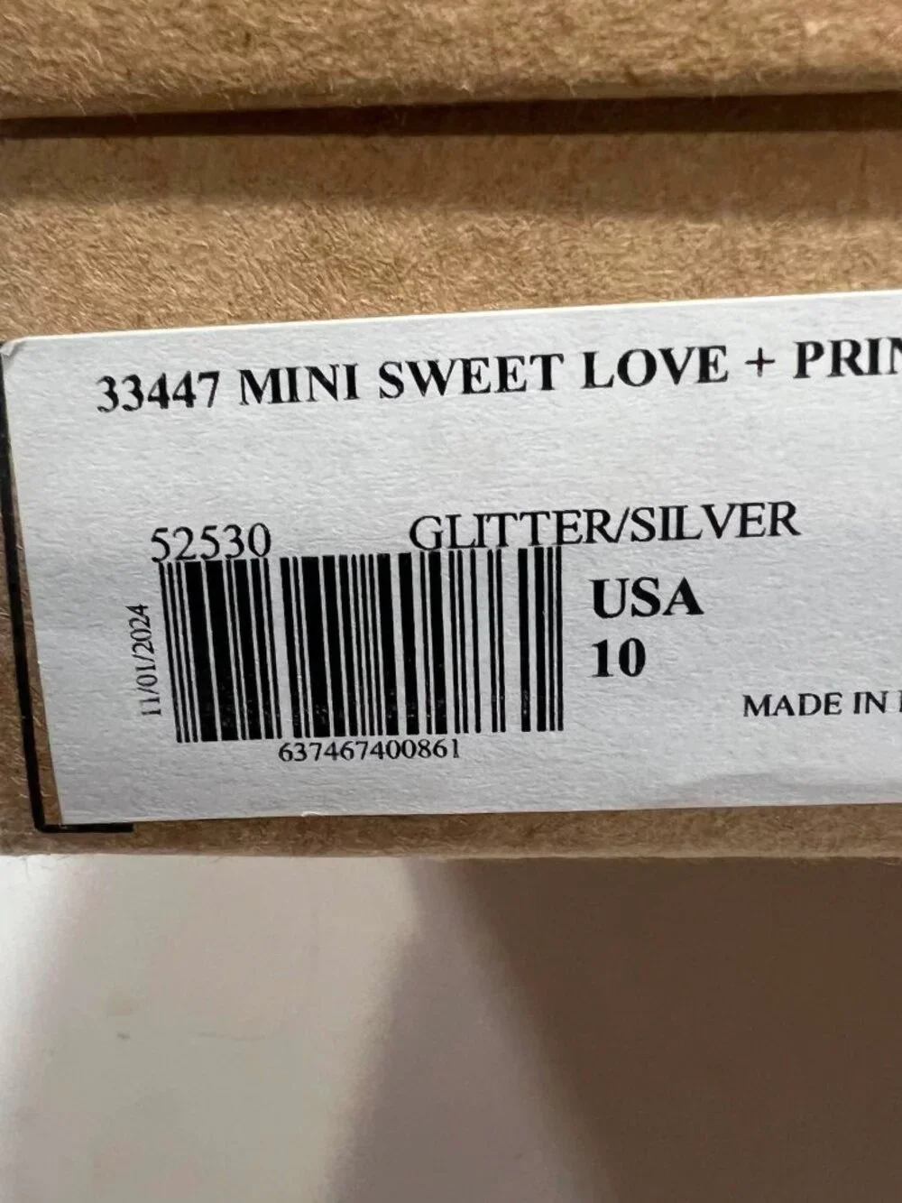Mini Melissa Sweet Love Princess BB Black Glitter Bow Shoes Size 10 Toddler